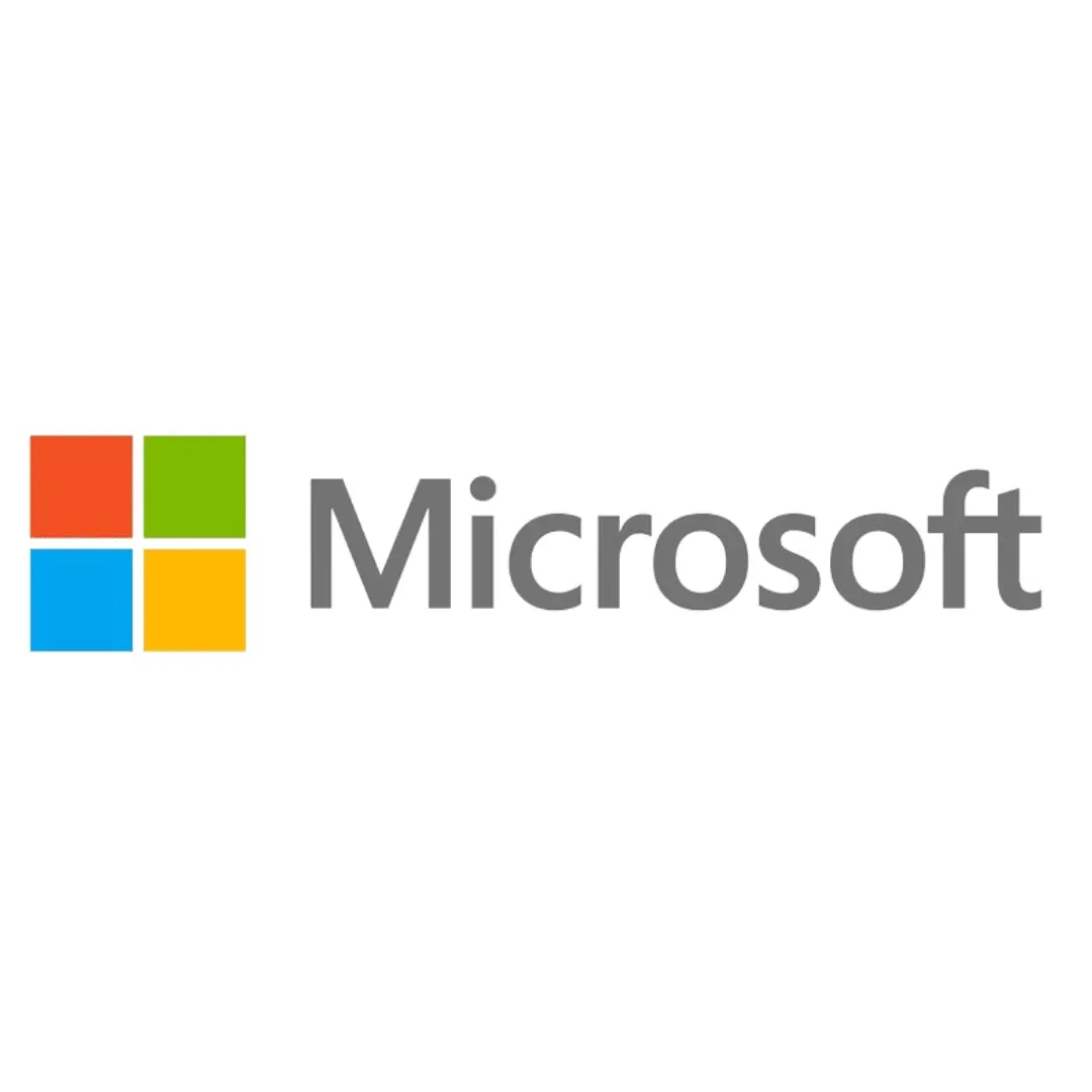 Microsoft logo with four colored squares in blue, green, yellow, and red.